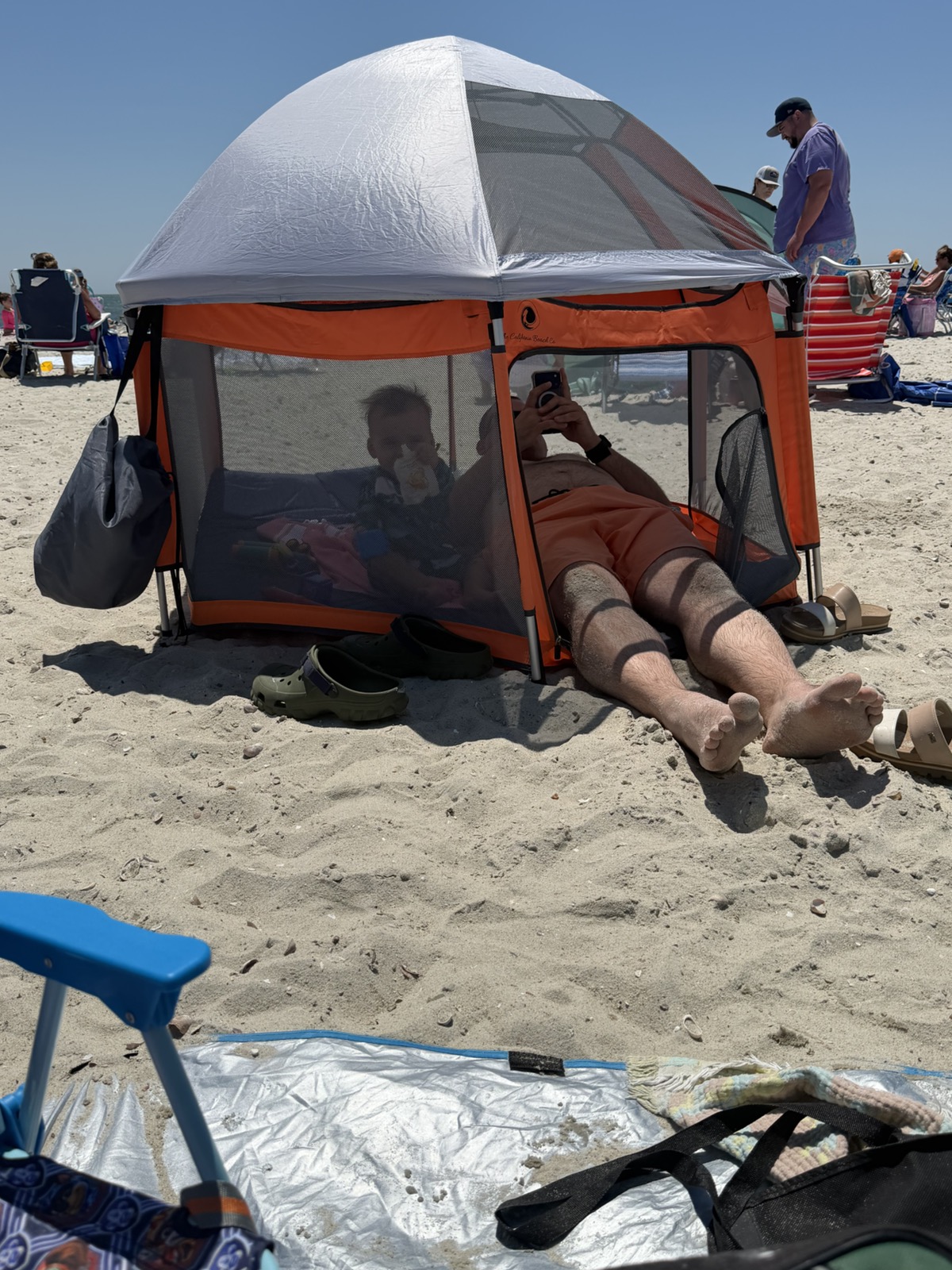 My one-year-old and me on the beach at Cape Cod